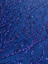 Dantela Couture Tengerészkék Gyöngyökkel, Gyöngysorokkal és Flitterekkel